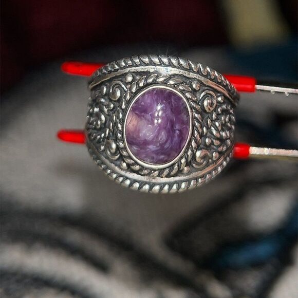 Sterling Silver 925 Purple Amethyst Ring - Picture 2 of 9